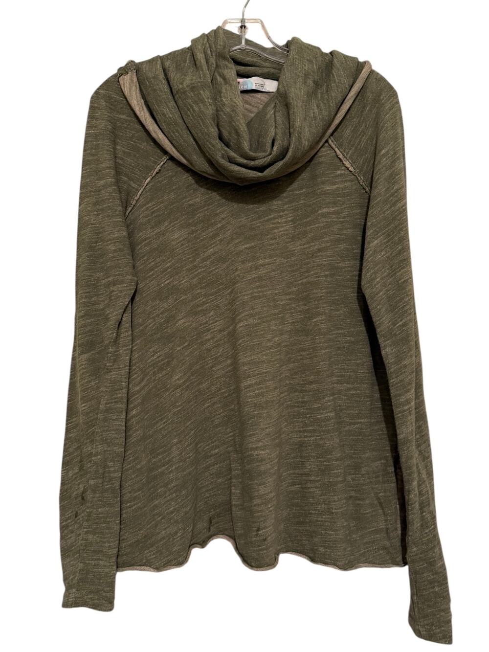 Free People Beach Olive Cowl Neck Thermal Knit Tunic Top P2P 20"